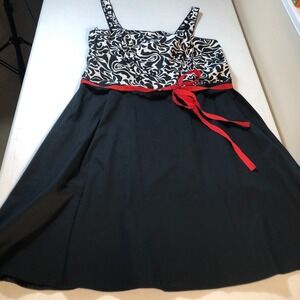 Vintage Y2K R&K Originals Womens Dress 20W Black 97% Cotton Sleeveless 50s Retro